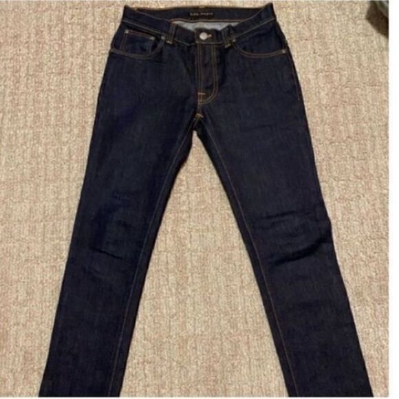 Nudie Jeans Co Men’s Size 30x34 Thin Finn Jeans Dark Wash Indigo Slim Fit Denim - Picture 2 of 12